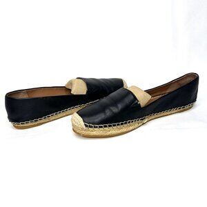 Halogen Sabine Black Leather Espadrilles Flats Size 7M